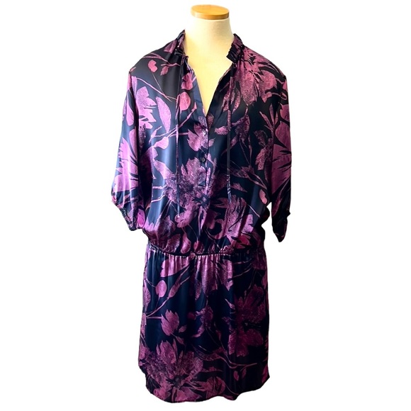 Sisley Silk Printed Mini Dress, Purple, Large - Picture 3 of 11